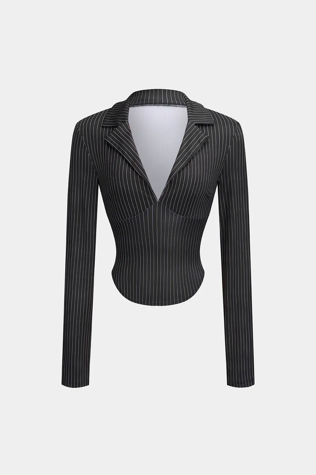 Stripes V-hals langærmet top og høje talje bukser sæt sold by Micas product image thumbnail 2