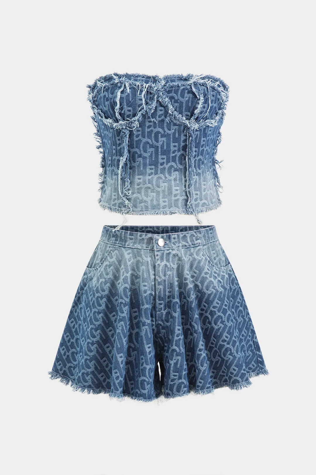 Denim lynlås tank top og knaplomme jeans sold by Micas