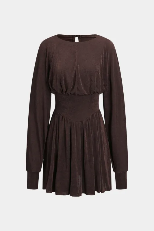Ruched Zipper Long Sleeve  Mini Dress sold by Micas