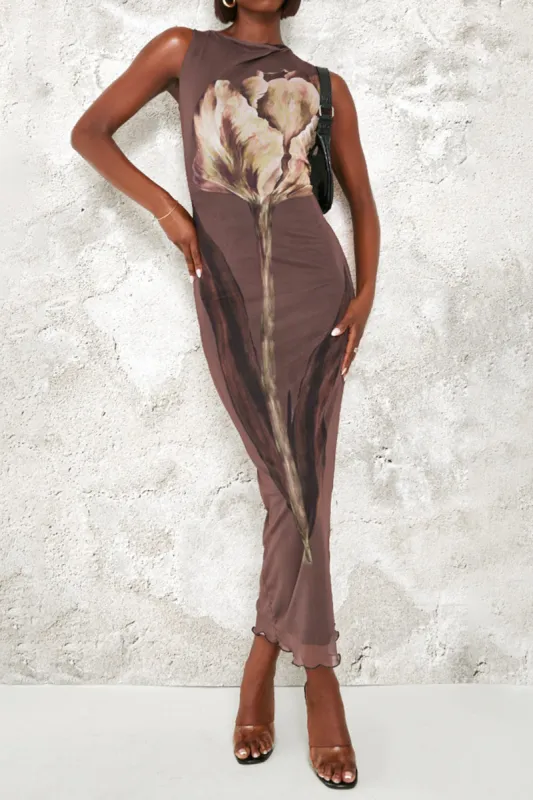 Floral Print Sleeveless Maxi Dress sold by Micas