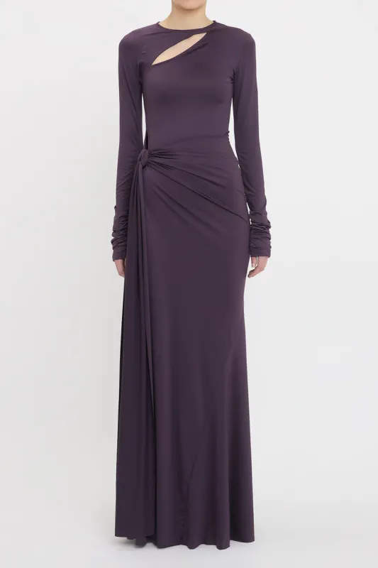 Ruched Knot Cut Out Long Sleeve Maxi Dress sold by Micas