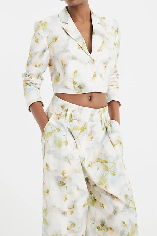 Floral Print Linen Button Long-Sleeve Shirt sold by Micas