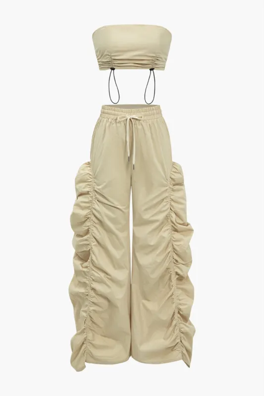 RUCHED DrawString Zipper Tank Top og bindingsbukser sæt sold by Micas