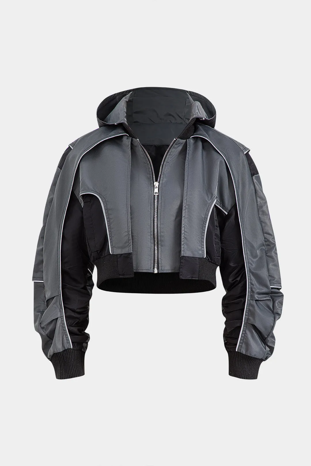 Ruched Zipper Hoodie Jacket sold by Micas