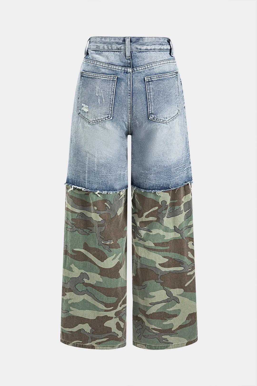 Camo print denim patchwork knap lomme jeans sold by Micas product image thumbnail 2