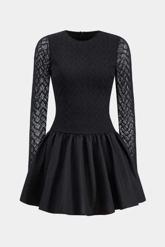 Ruched lynlås puff hem langærmet mini kjole sold by Micas