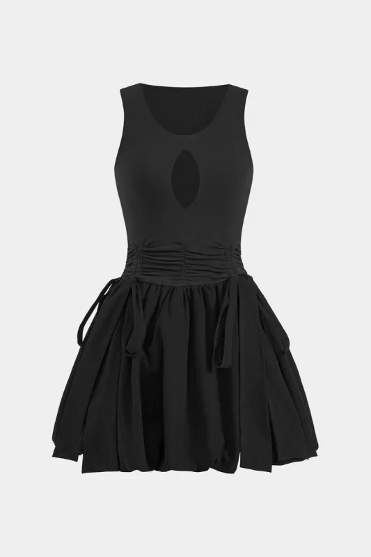 Ruched Tie Knot Cut Out Sleeveless Mini Dress sold by Micas