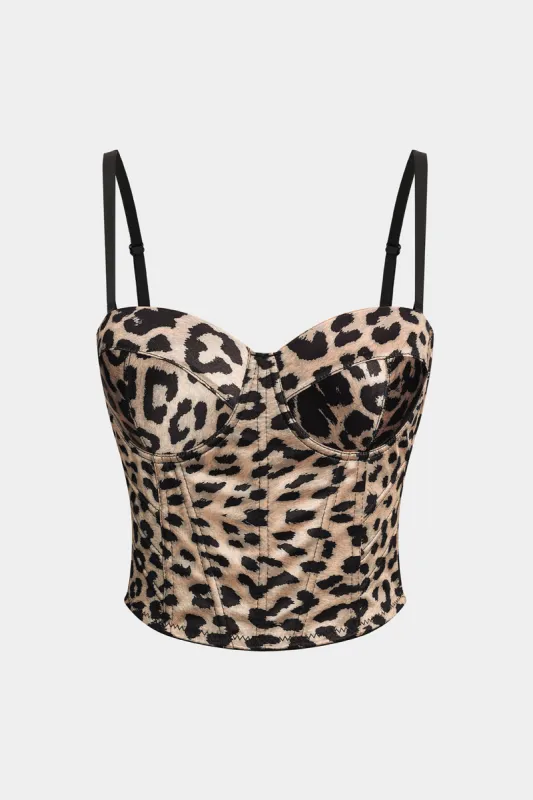 Leopard Print Backless Bustier Slip Cami Top sold by Micas