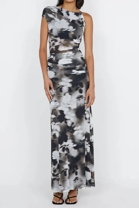Floral Print Cut Out Backless Sleeveless Maxi Dress sold by Micas