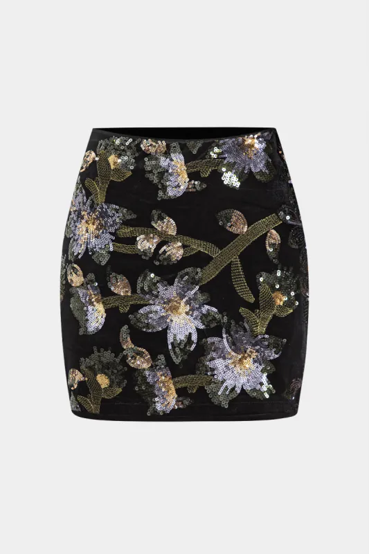 Sequin Velvet Embroidery Skort sold by Micas