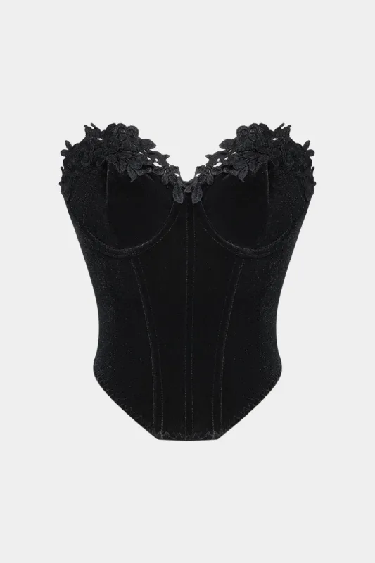 Fløjl rygfri bustier korsetrør top sold by Micas