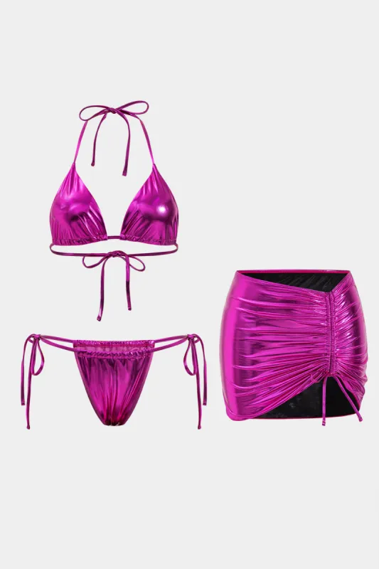 RUCHED BACKLESS TOE-UP BIKINI OG TIE FRONT COWS UP SET sold by Micas