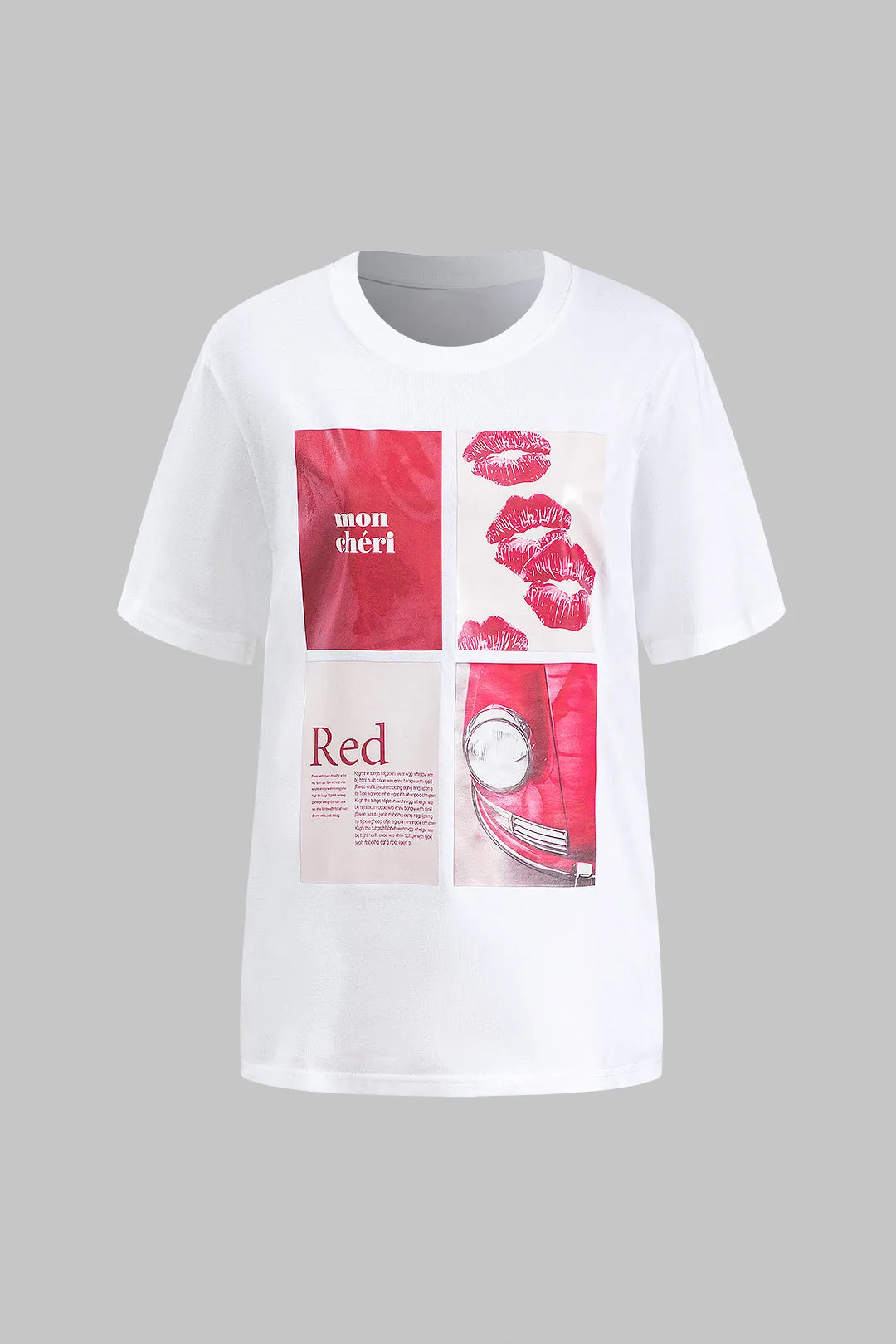 Brevprint rund hals kortærmet t-shirt sold by Micas product image thumbnail 2