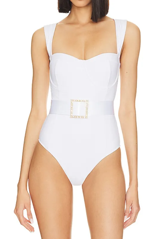 Mave kontrol metallisk rygfri bustier slip badedragt sold by Micas