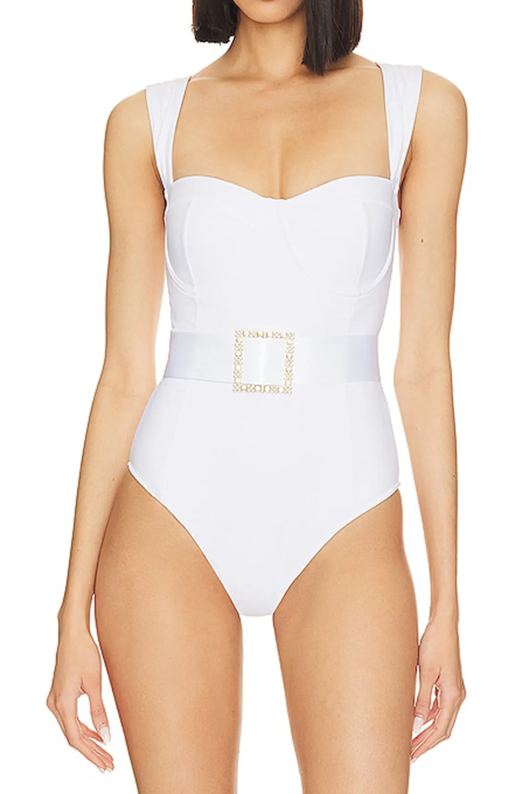 Mave kontrol metallisk rygfri bustier slip badedragt sold by Micas