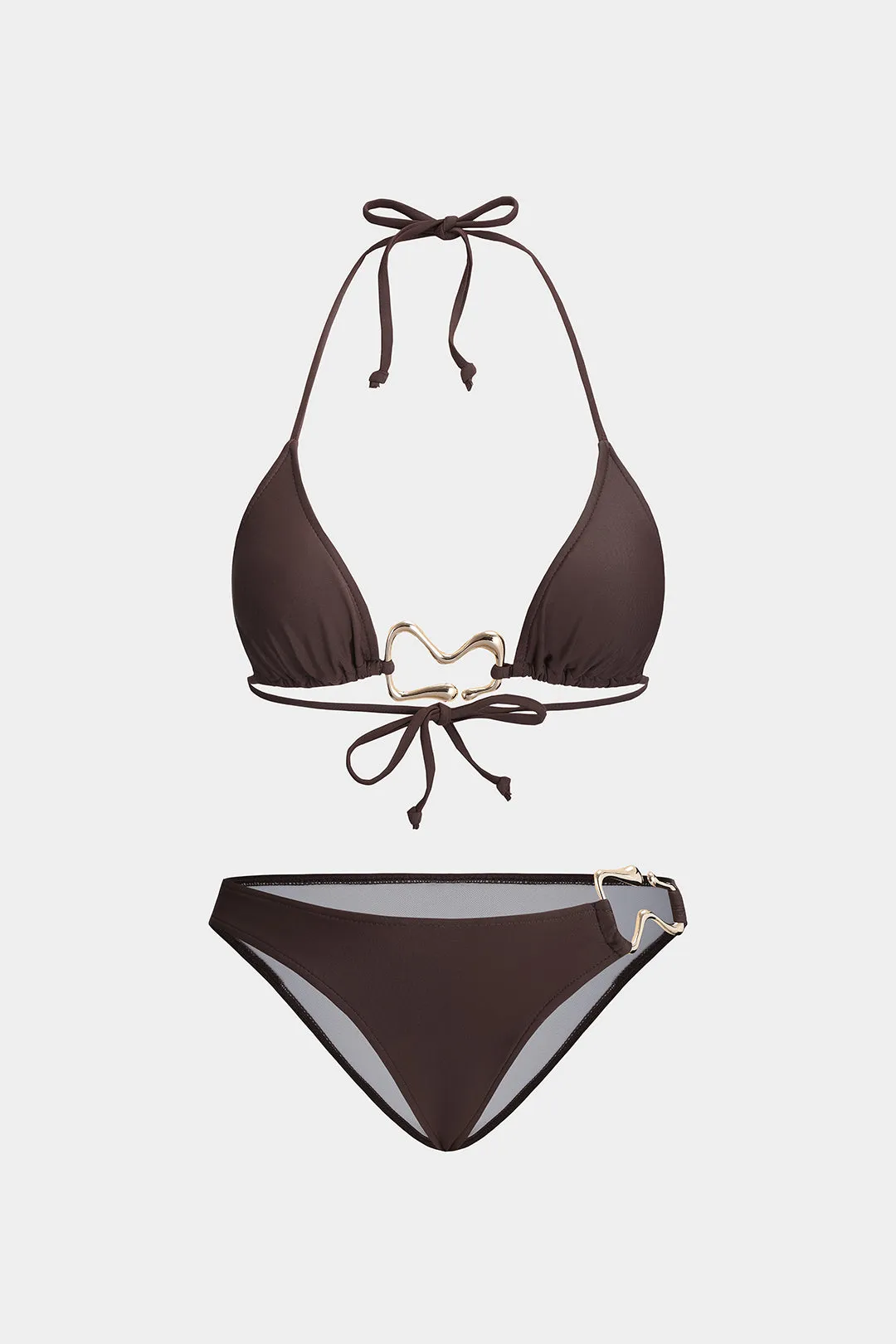 Metallic Ruched Tie Up Bikini Set sold by Micas