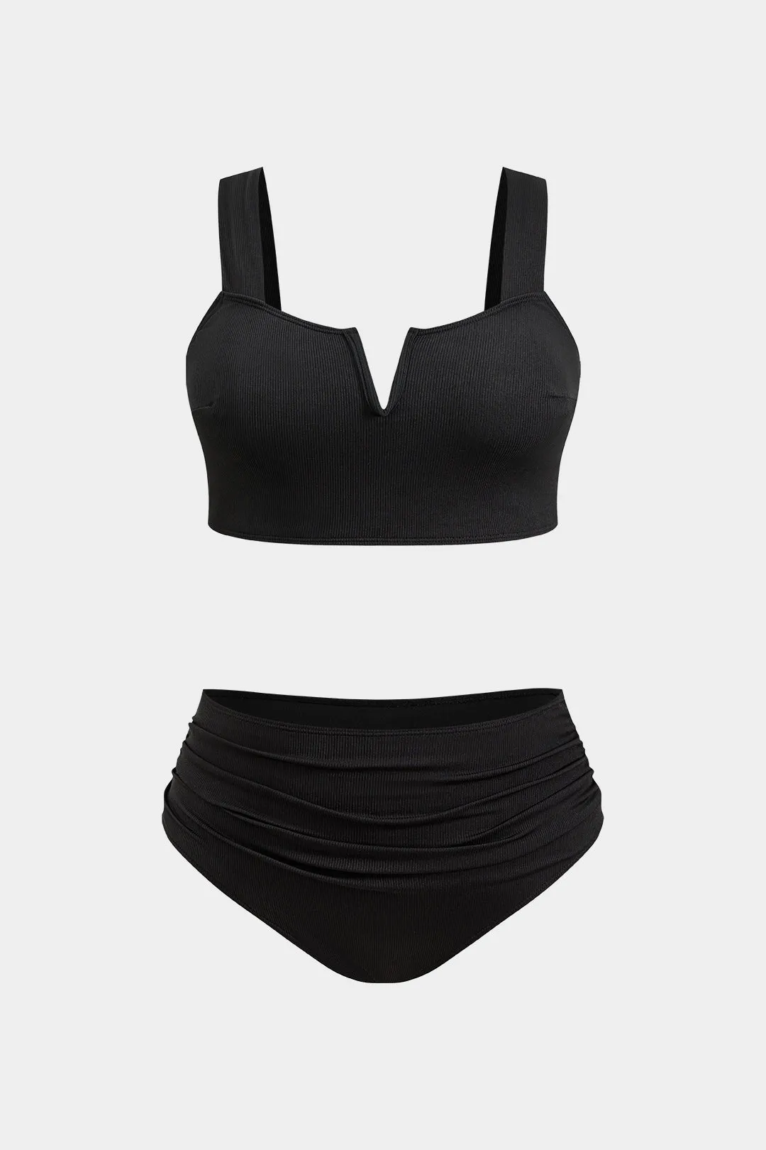 Plusstørrelse Ruched Rackless Bikini Set sold by Micas