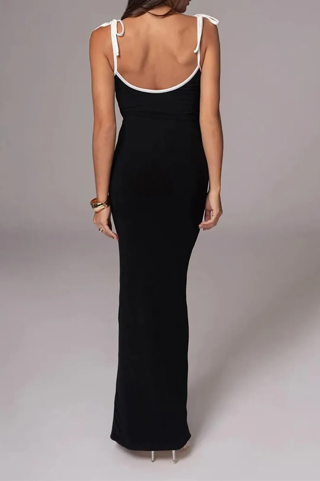 Kontrastbindel backless slip maxi kjole sold by Micas product image thumbnail 2