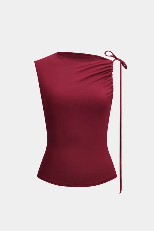 RUCHED ASYMMETRISK TAMBRING TANK TOP sold by Micas