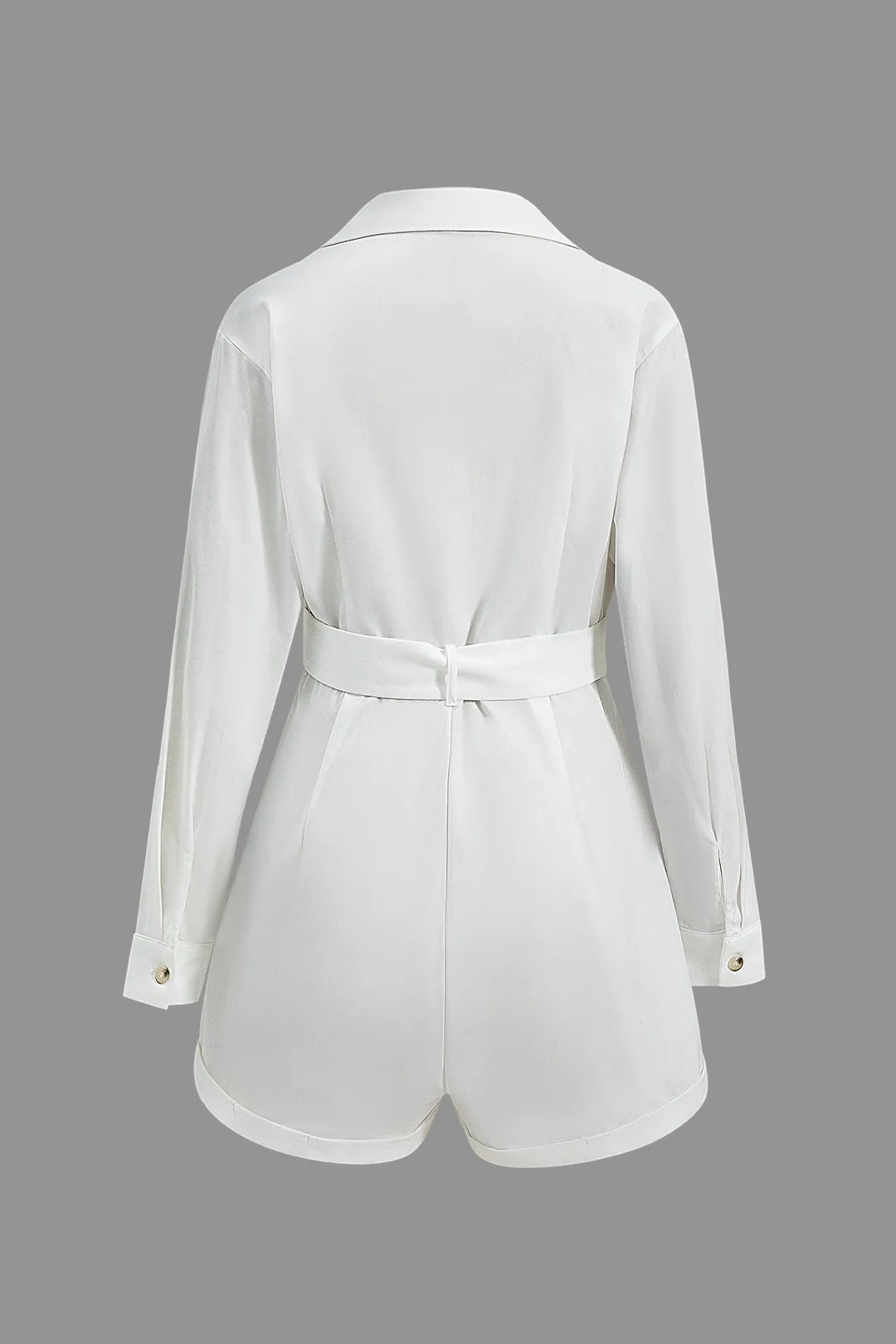 Plisseret bæltet lomme knap langærmet romper sold by Micas product image thumbnail 2