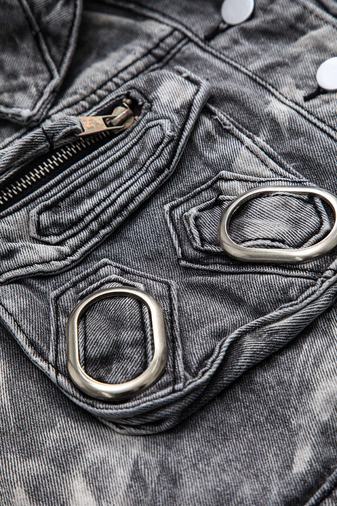 Metallisk ring denim lynlås lommevest sold by Micas product image thumbnail 3
