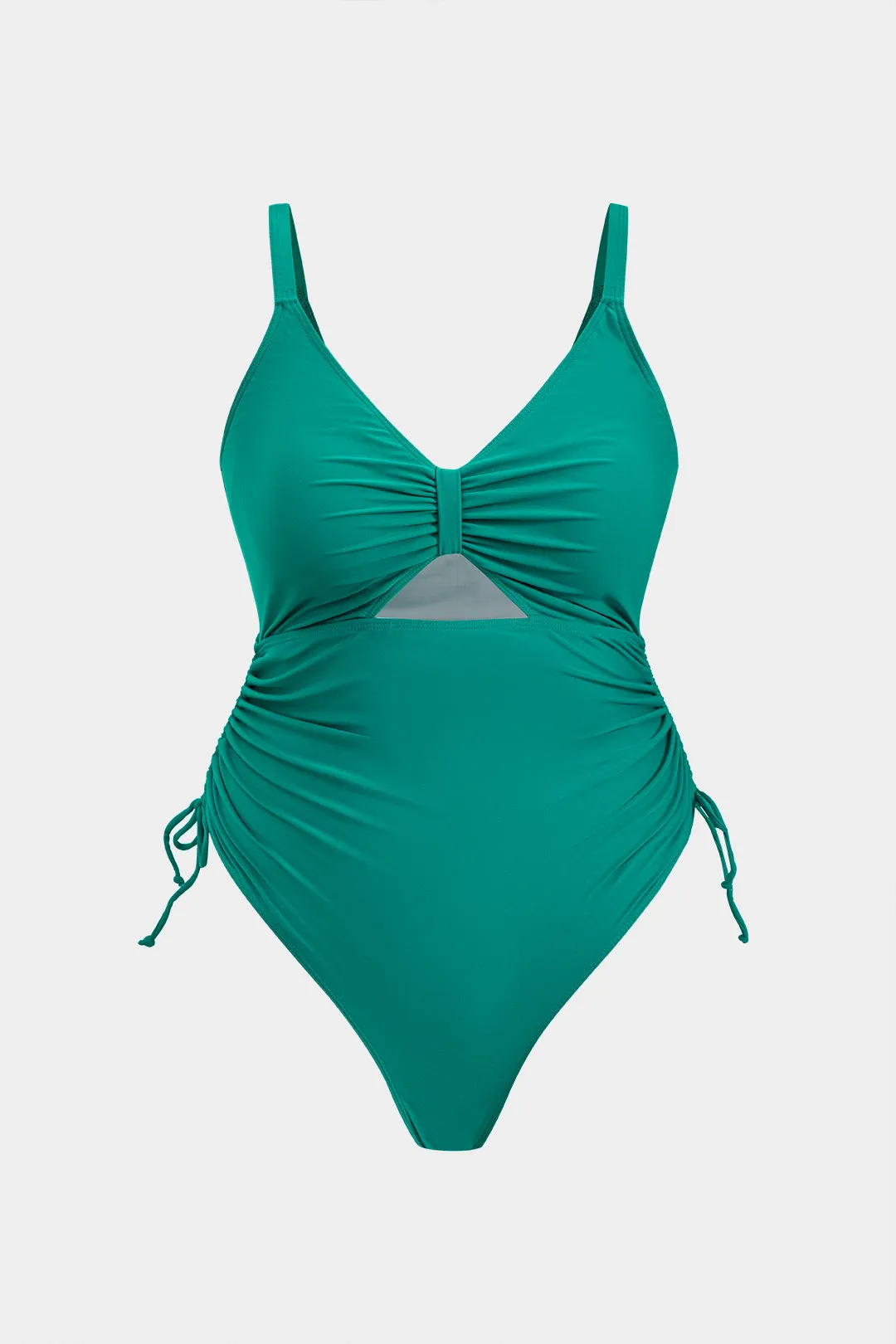 Plus Size Tummy Control Ruched Backless Cut Out Swimsuit sold by Micas