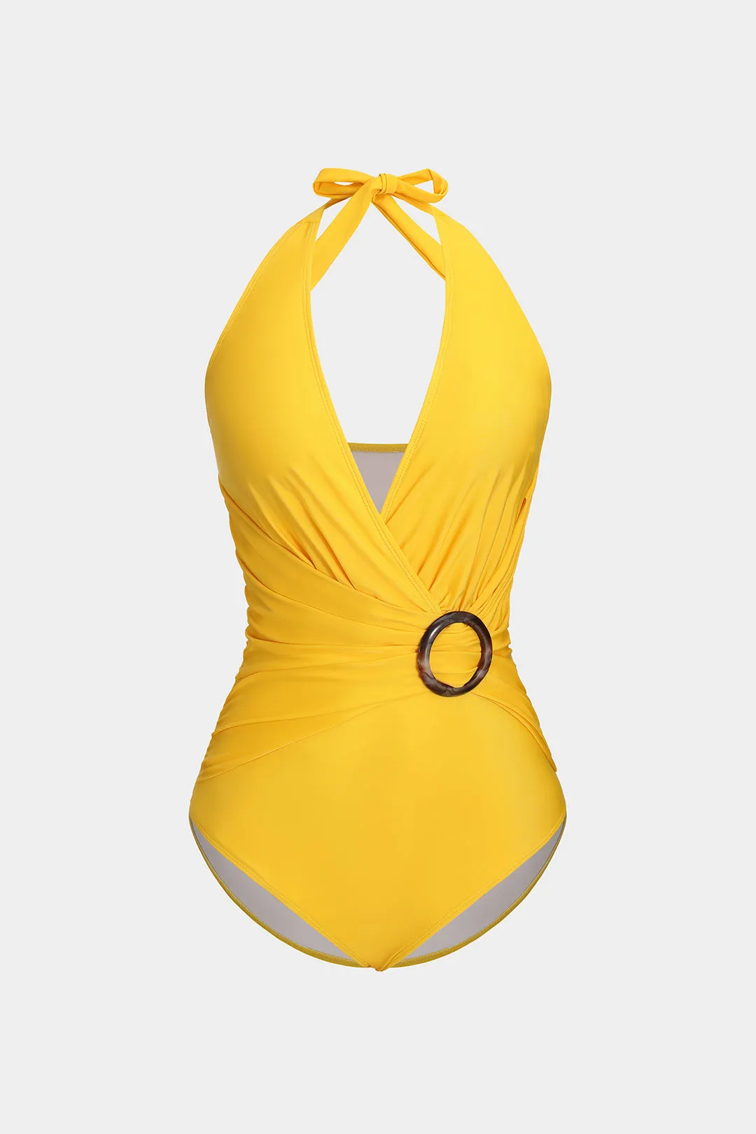 Tummy Control Ruched V-neck Tie Up Swimsuit sold by Micas