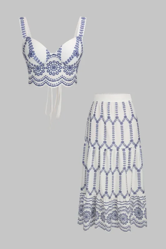 Blomstermønster binder tilbage tilbage til cami -top og dækker sæt sold by Micas