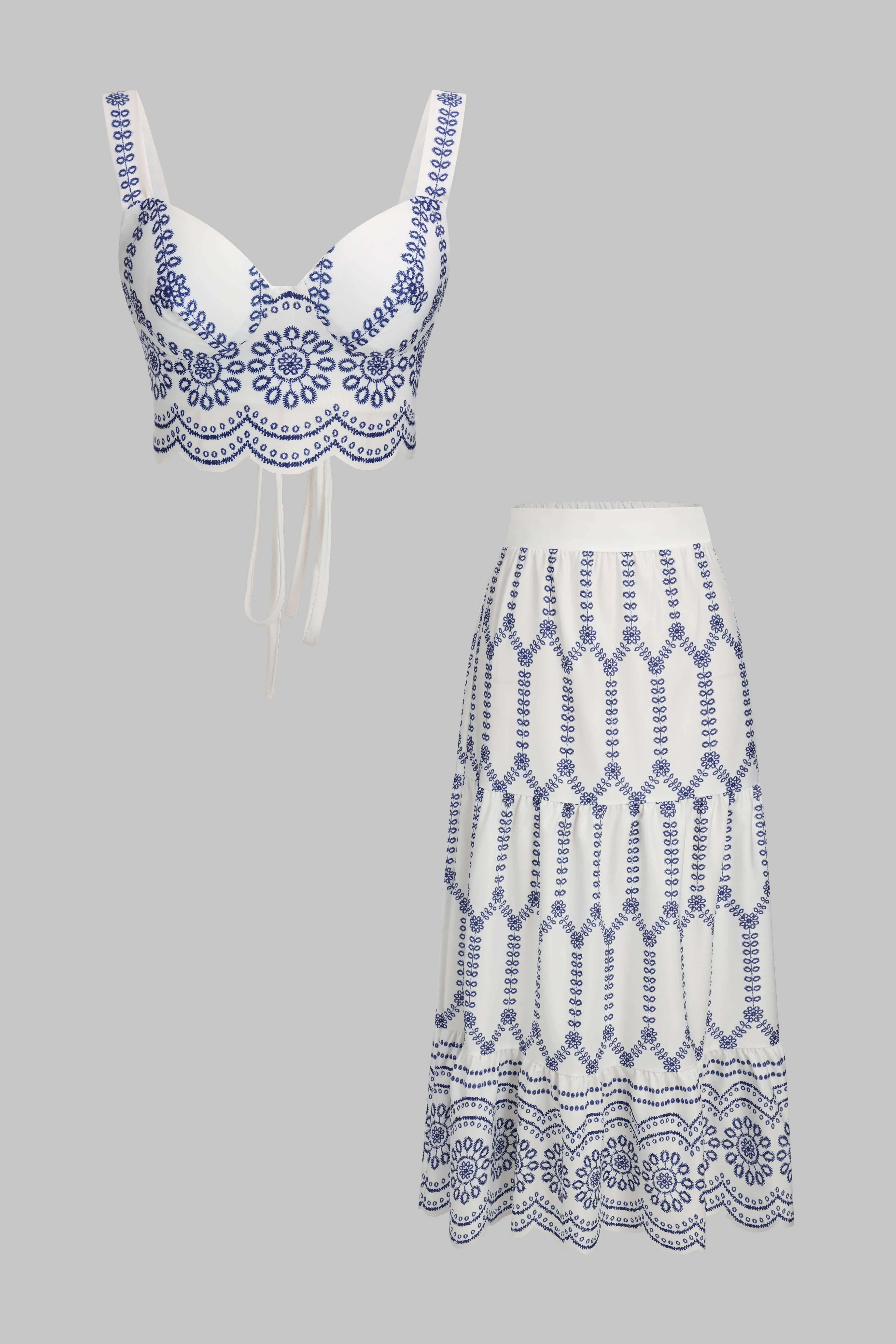 Blomstermønster binder tilbage tilbage til cami -top og dækker sæt sold by Micas