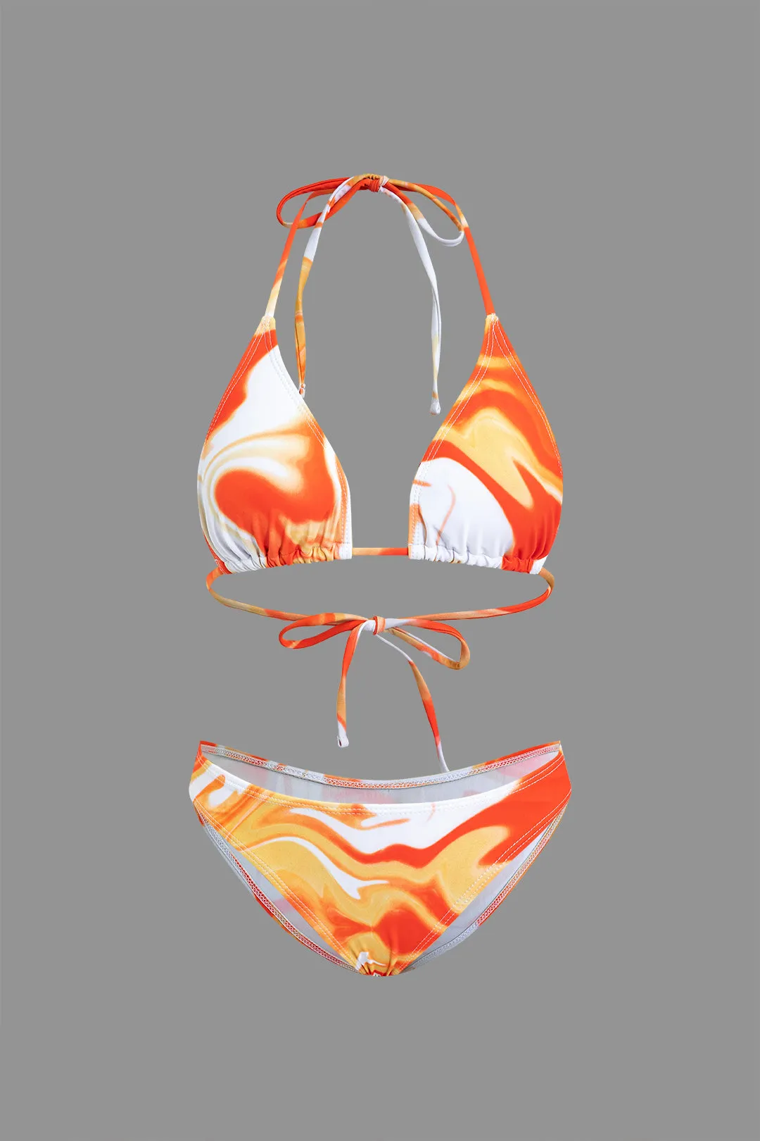 Ombre Print Tie Dye Peadbands Mesh Ruched Tie Back Bikini og Tie Knot Cover Up Set sold by Micas product image thumbnail 5