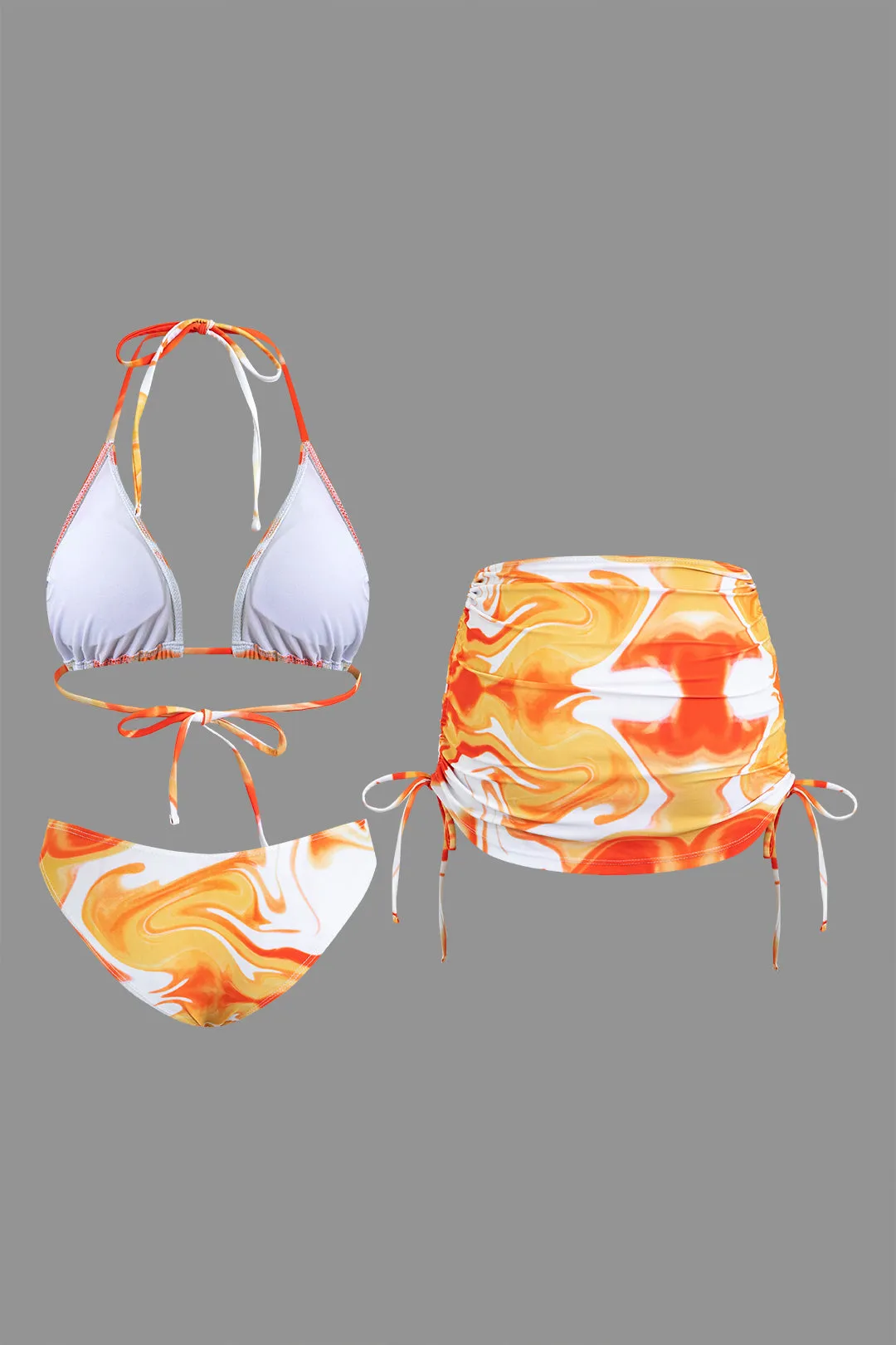 Ombre Print Tie Dye Peadbands Mesh Ruched Tie Back Bikini og Tie Knot Cover Up Set sold by Micas product image thumbnail 3