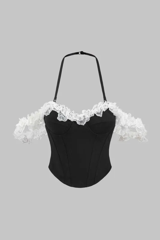 Velvet Lace Zipper Bustier Corset Backless Cami Top sold by Micas