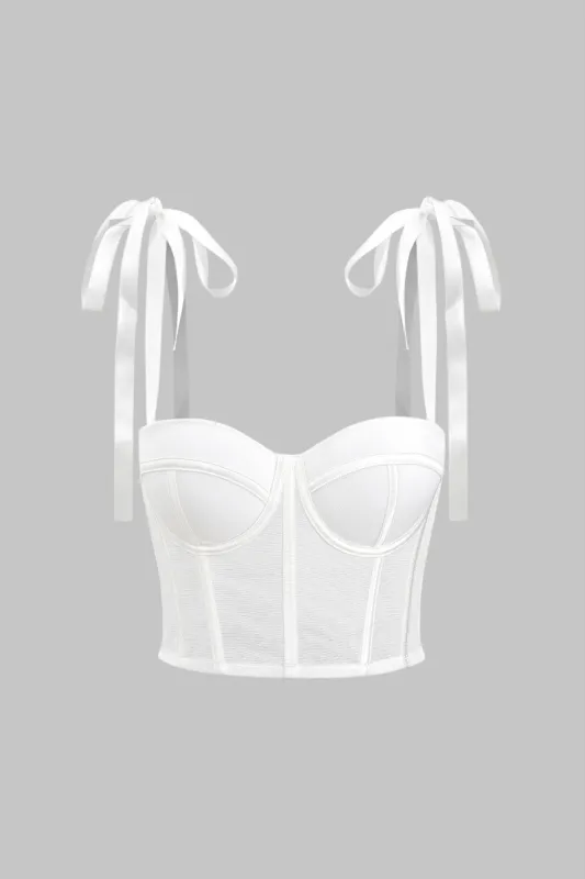 Mesh Satin Tie-Up Corset Slip Cami Top sold by Micas