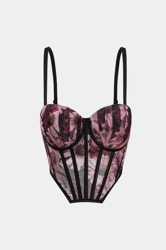 Blomsterprint Mesh Corset Slip Cami Top sold by Micas