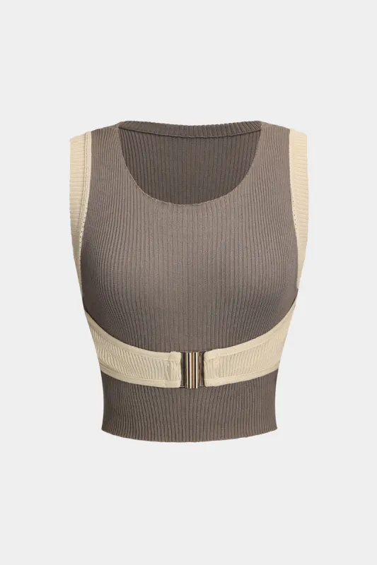 Knit Metallic Patchwork Tank Top sold by Micas