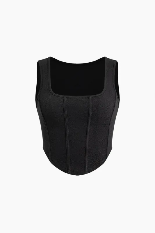 Square Neck Corset Tank Top sold by Micas