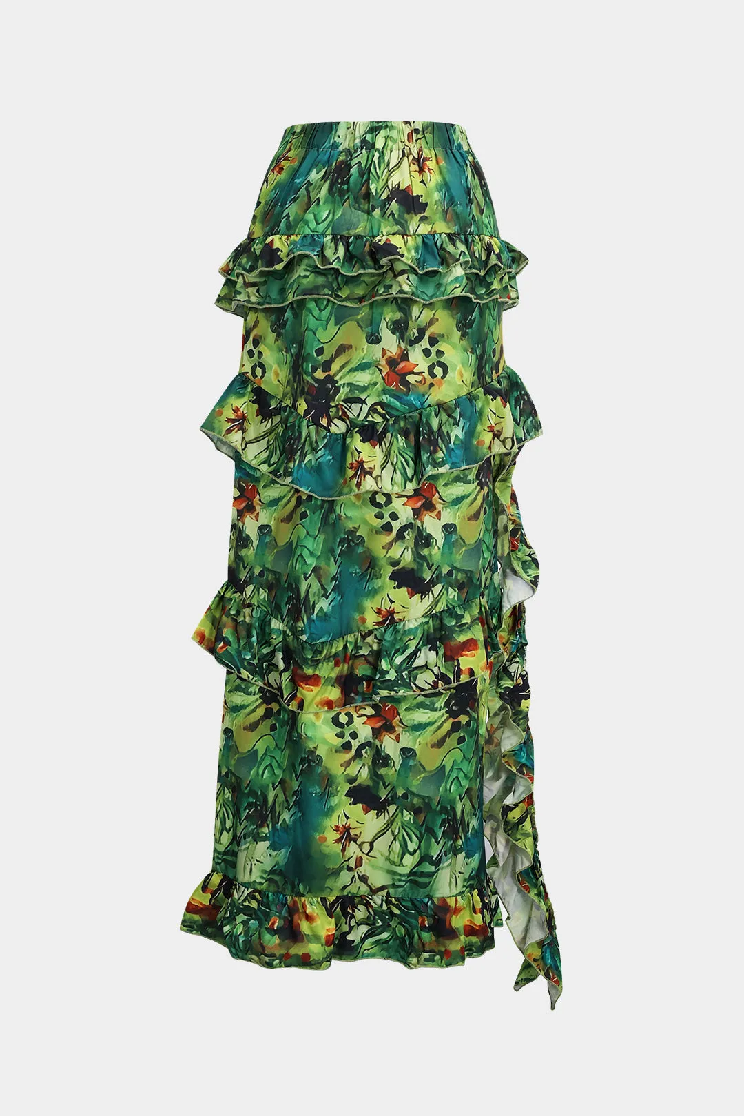 Cowl Neck Tie Back Cami Top og Abstract Watercolor Print Ruffle Nederdel sæt sold by Micas product image thumbnail 5