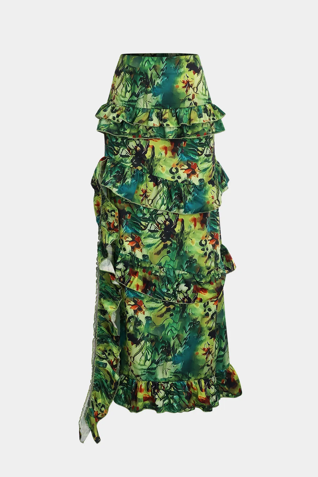 Cowl Neck Tie Back Cami Top og Abstract Watercolor Print Ruffle Nederdel sæt sold by Micas product image thumbnail 4