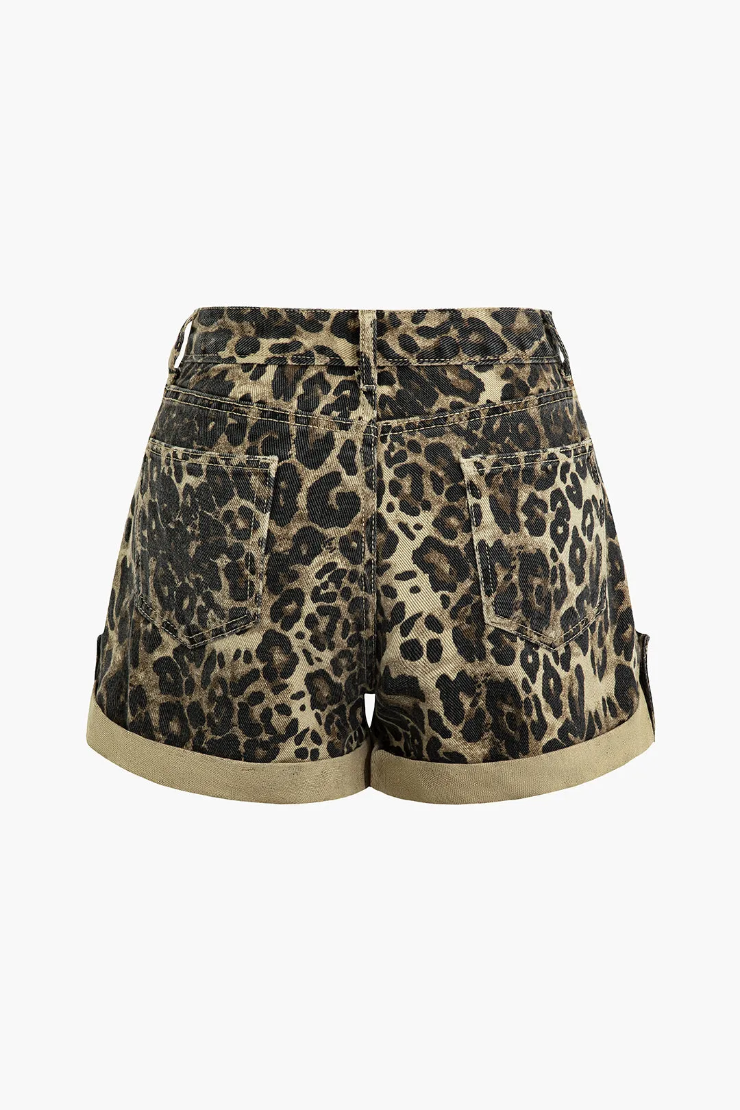 Leopard print denim lomme -knap shorts sold by Micas product image thumbnail 2