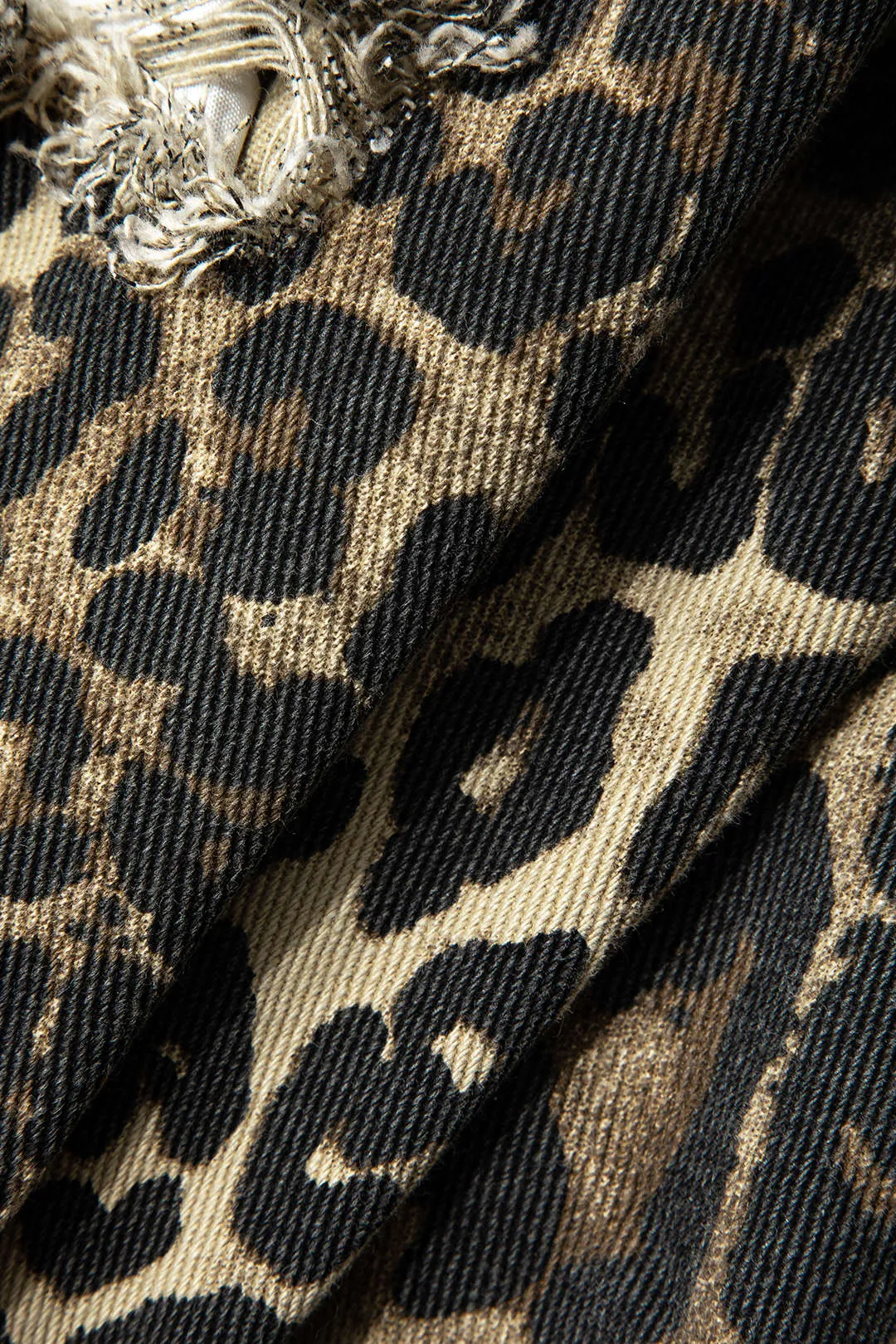 Leopard print denim lomme -knap shorts sold by Micas product image thumbnail 3