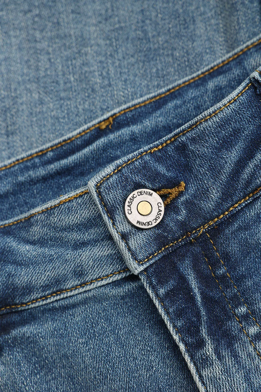 Denim lomme knap flare ben jeans sold by Micas product image thumbnail 3