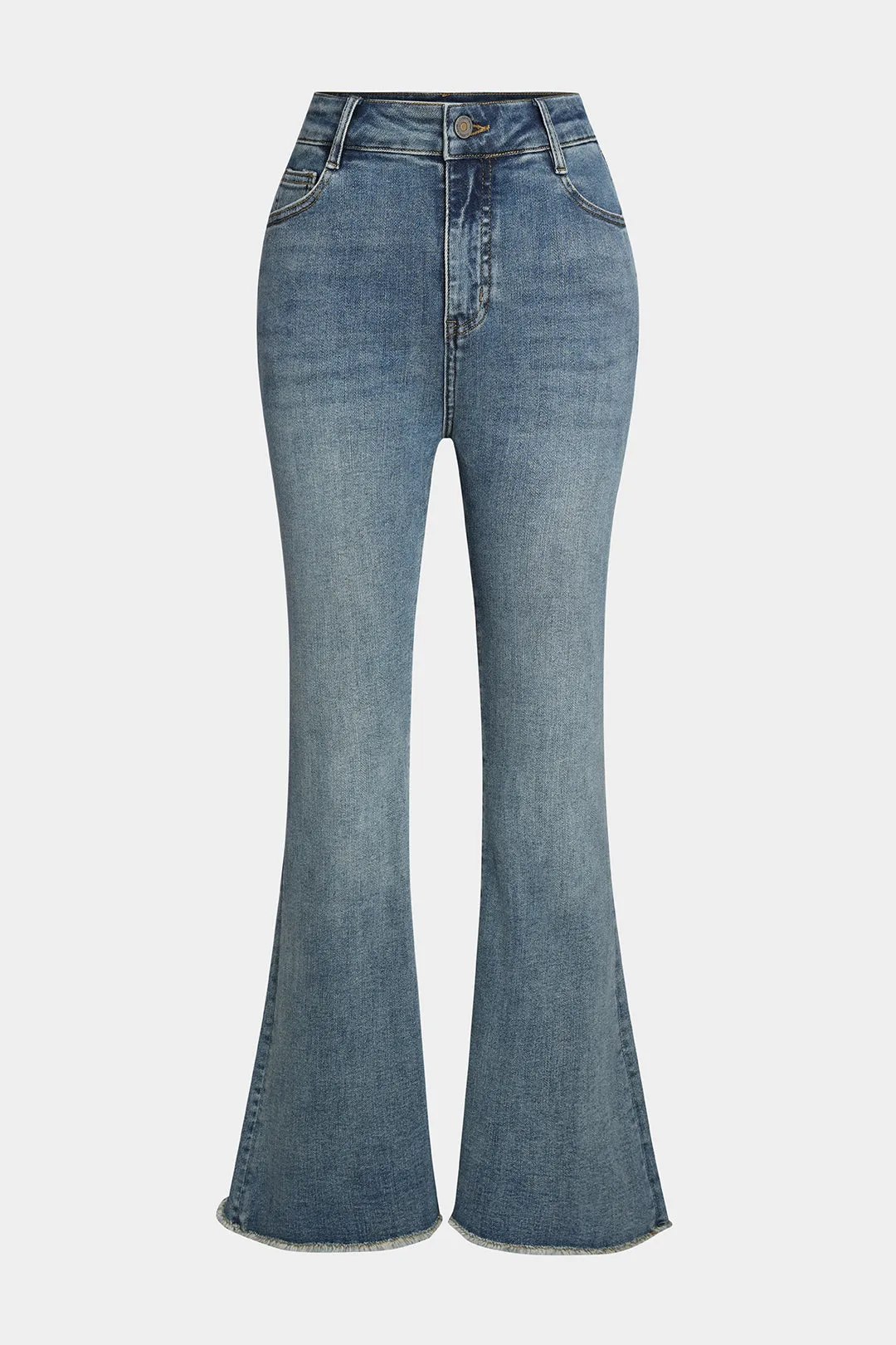 Denim lomme knap flare ben jeans sold by Micas