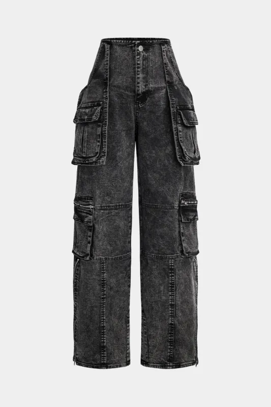 Denim lynlås klap lomme jeans sold by Micas