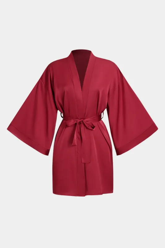 Satin ruched tie-front nattekjole sold by Micas