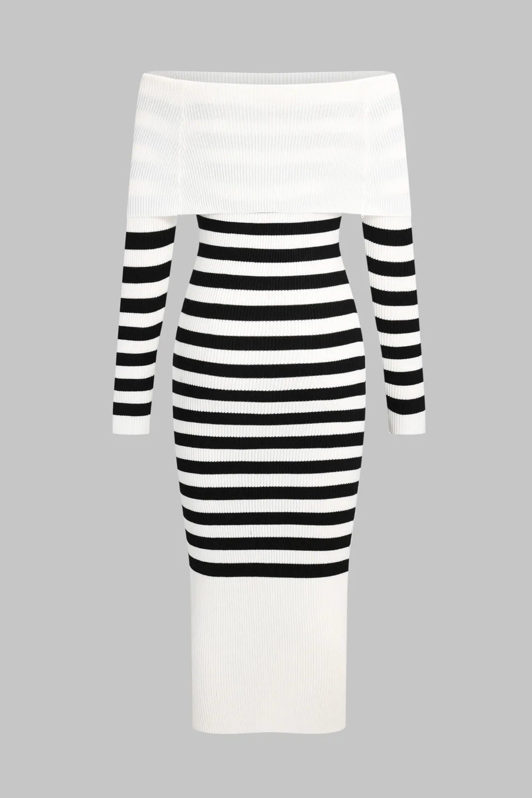 Strik Zebra Stripe Off Shoulder Langærmet kjole sold by Micas product image thumbnail 2