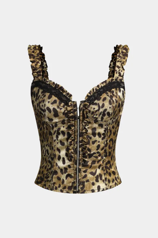 Leopard Print Scallop Bustier Slip Cami Top sold by Micas