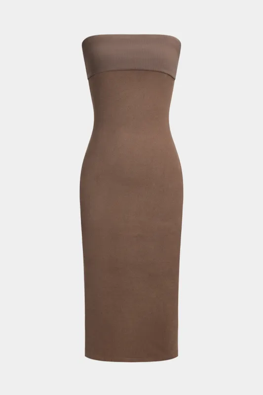 Off Shoulder Strapless Midi Dress sold by Micas