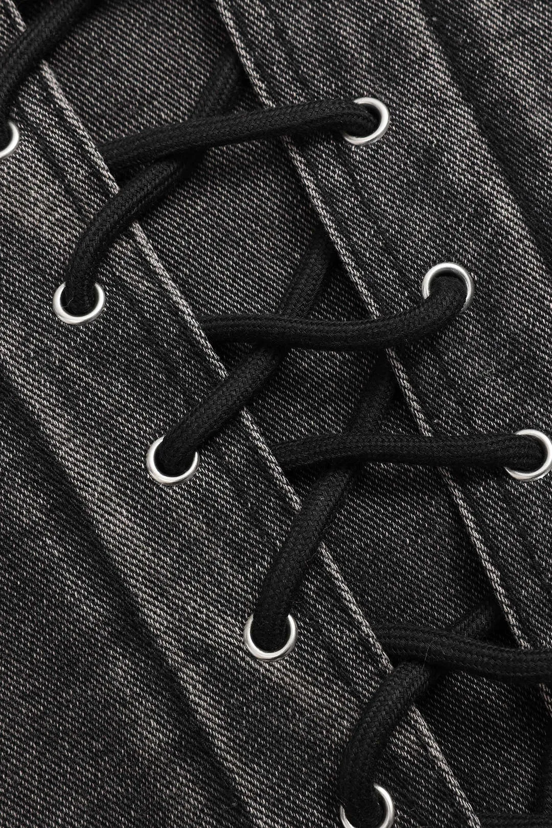 Denim DrawString Button Pocket Mid-længde Shorts sold by Micas product image thumbnail 4