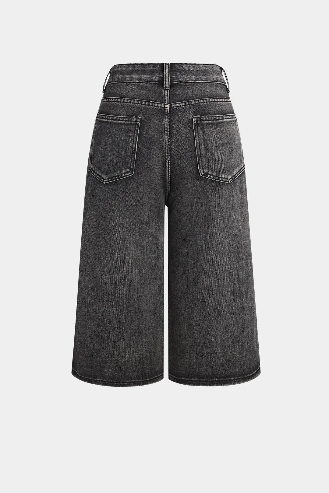 Denim DrawString Button Pocket Mid-længde Shorts sold by Micas product image thumbnail 2