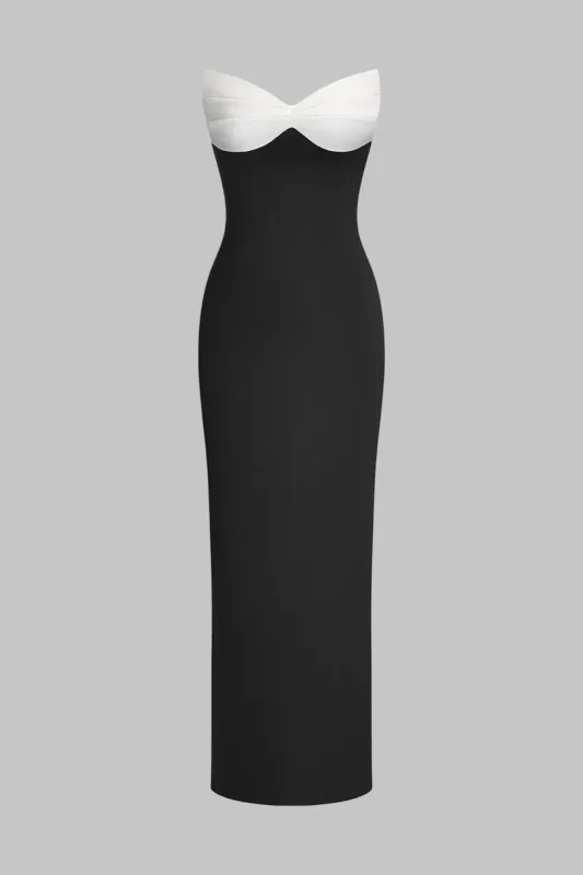 Pleated Backless Bow Strapless Maxi Dress sold by Micas